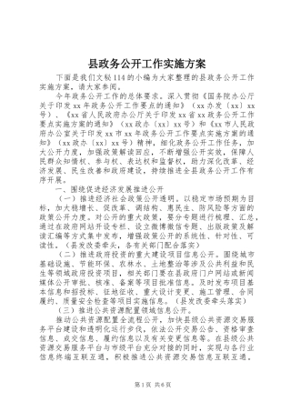 县政务公开工作方案