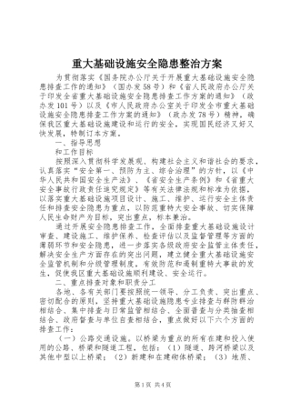 重大基础设施安全隐患整治实施方案