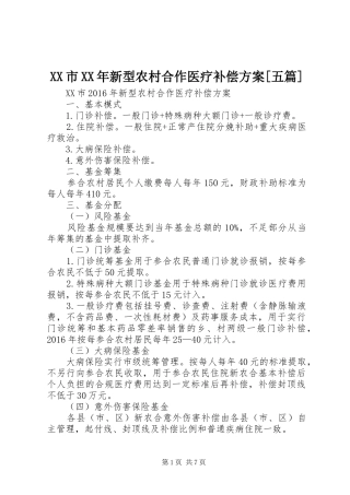 XX市XX年新型农村合作医疗补偿实施方案[五篇]