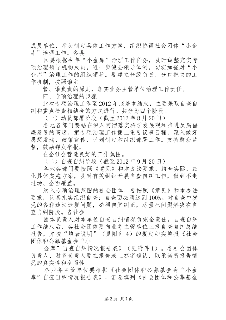 社会团体小金库整治指导实施方案_第2页