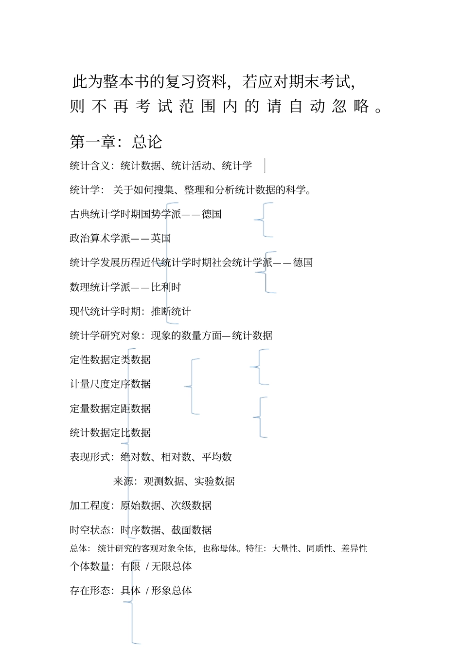 (李金昌)统计学(第四版)复习资料_第1页