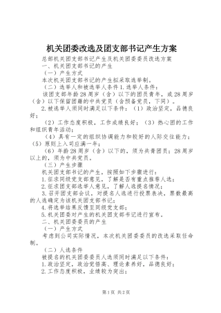 机关团委改选及团支部书记产生实施方案