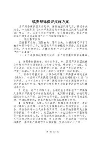 镇委纪律保证方案