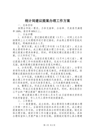 统计局建议提案办理工作实施方案