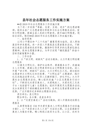 县年社会志愿服务工作方案
