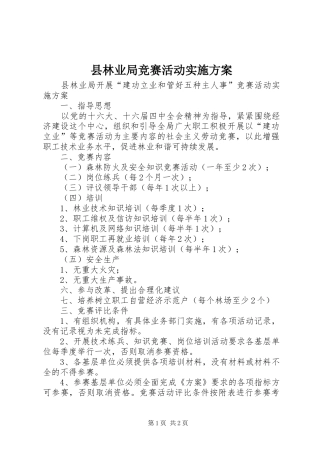 县林业局竞赛活动方案