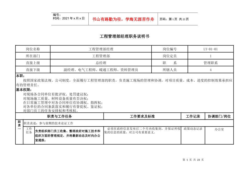 某咨询—某房地产工程管理部职务说明书1216_第3页