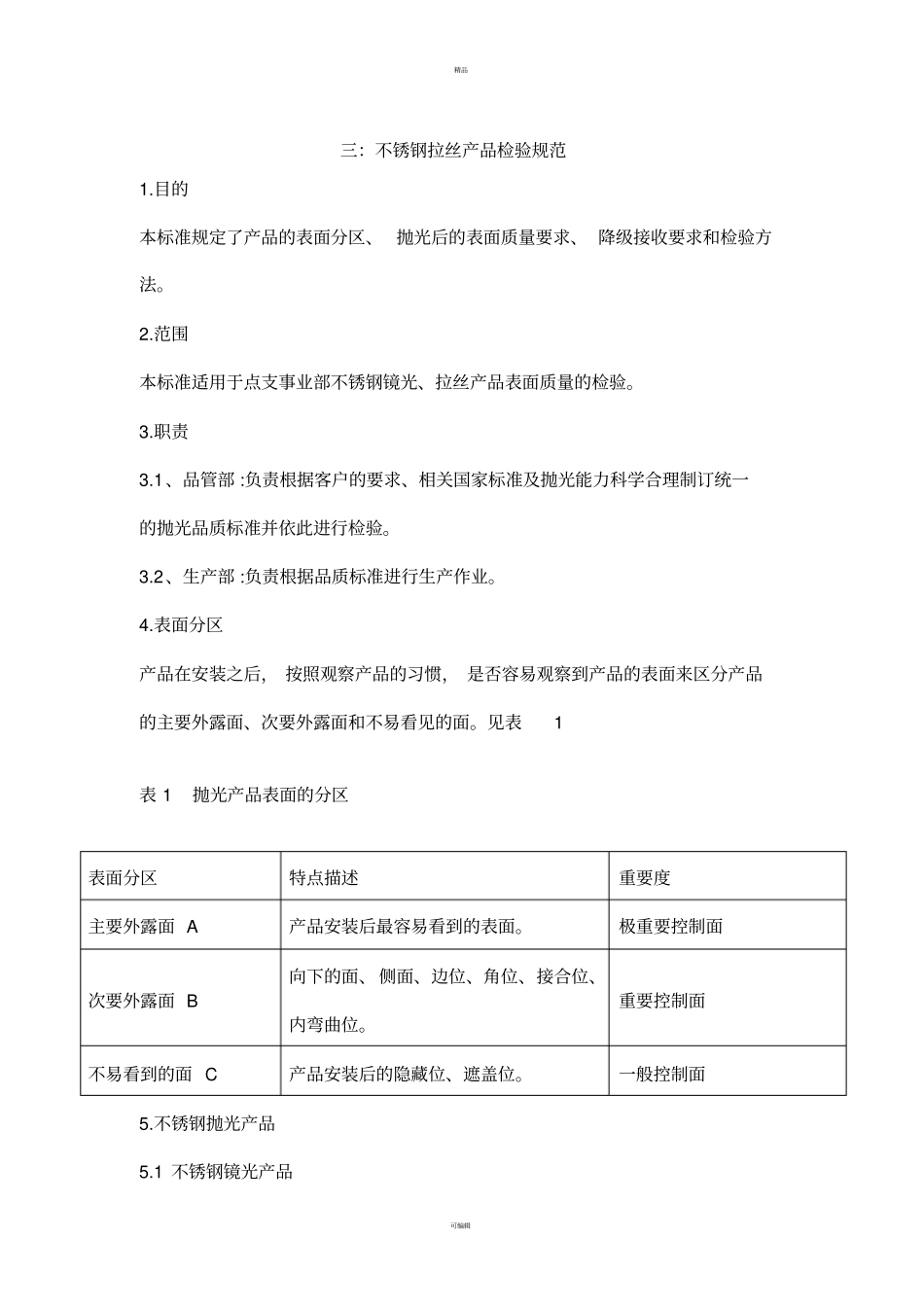 不锈钢拉丝产品检验规范_第1页