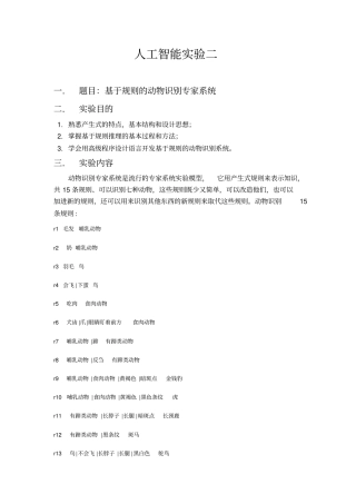 人工智能-基于规则的动物识别专家系统