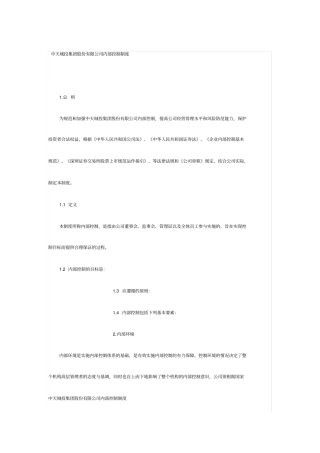 中天城投集团股份公司内部控制制度
