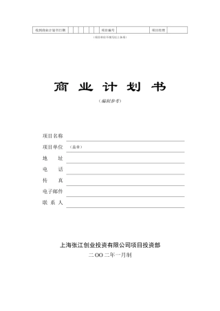 某公司项目投资部商业计划书