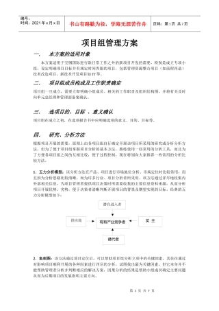 某大型公司内部项目组管理方案