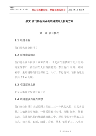 某商业街项目规划及招商方案