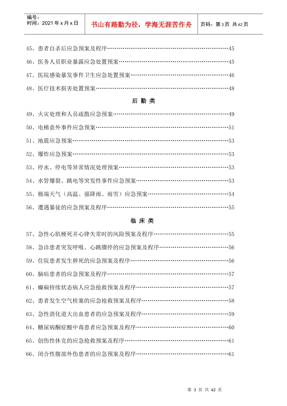 某县人民医院应急预案汇编目录_第3页