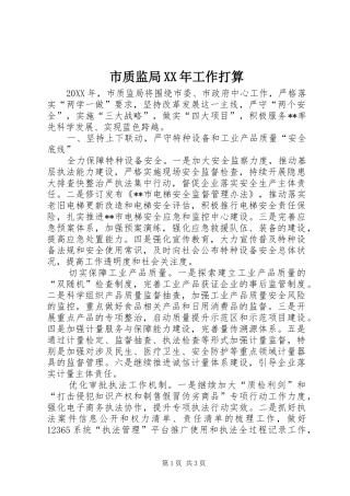 市质监局工作打算