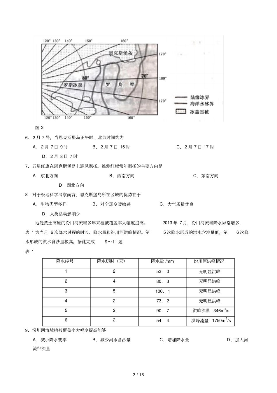全国卷Ⅱ文综高考试题(含答案)_第3页