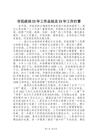 市民政局工作总结及工作打算