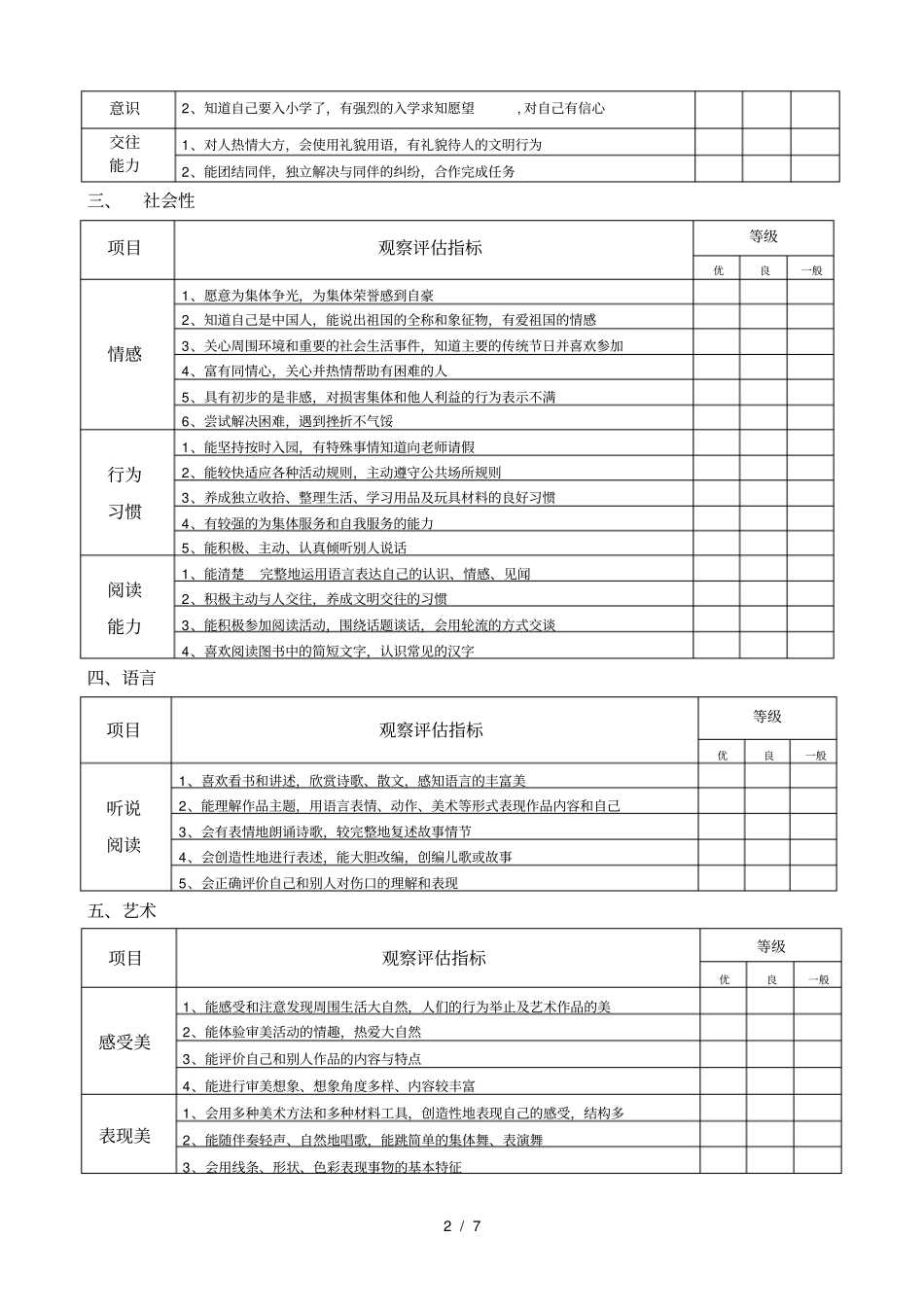 幼儿园幼儿发展评价表_第2页