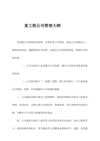 某工程公司管理大纲