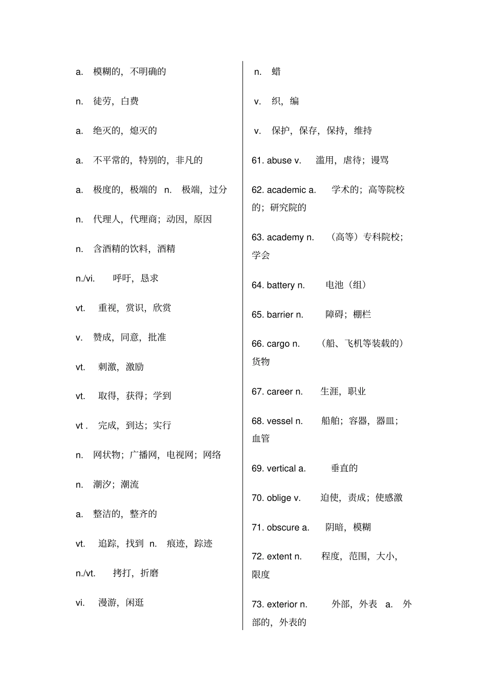 四级核心词汇及高频词汇表_第2页