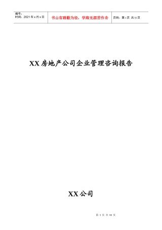 某房地产公司企业管理咨询报告