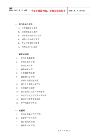某房地产售楼部管理制度