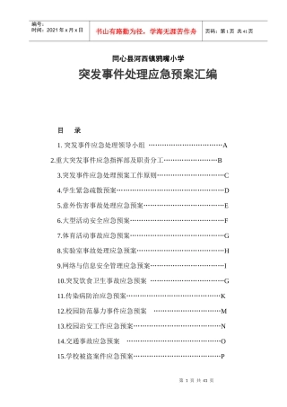 某小学突发事件处理应急预案汇编