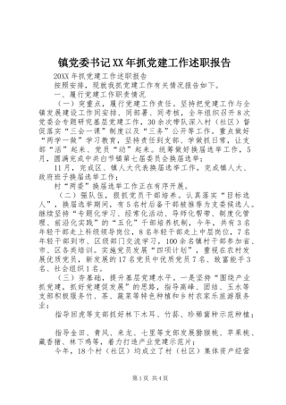 镇党委书记抓党建工作述职报告