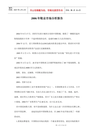某年度鞋业市场分析报告