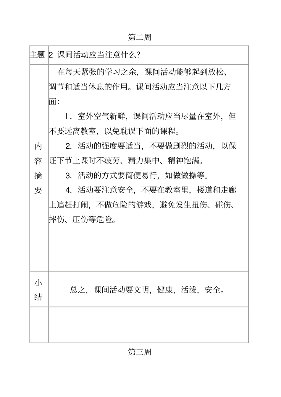 春季学校每周安全教育记录_第2页