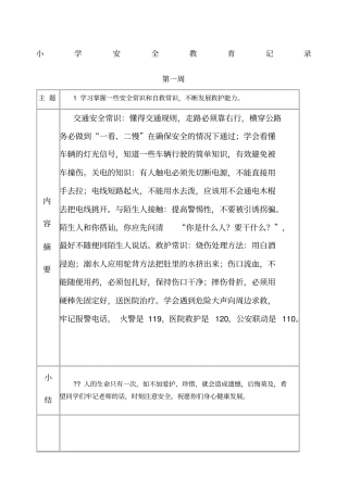 春季学校每周安全教育记录