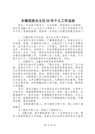 乡镇党政办主任个人工作总结