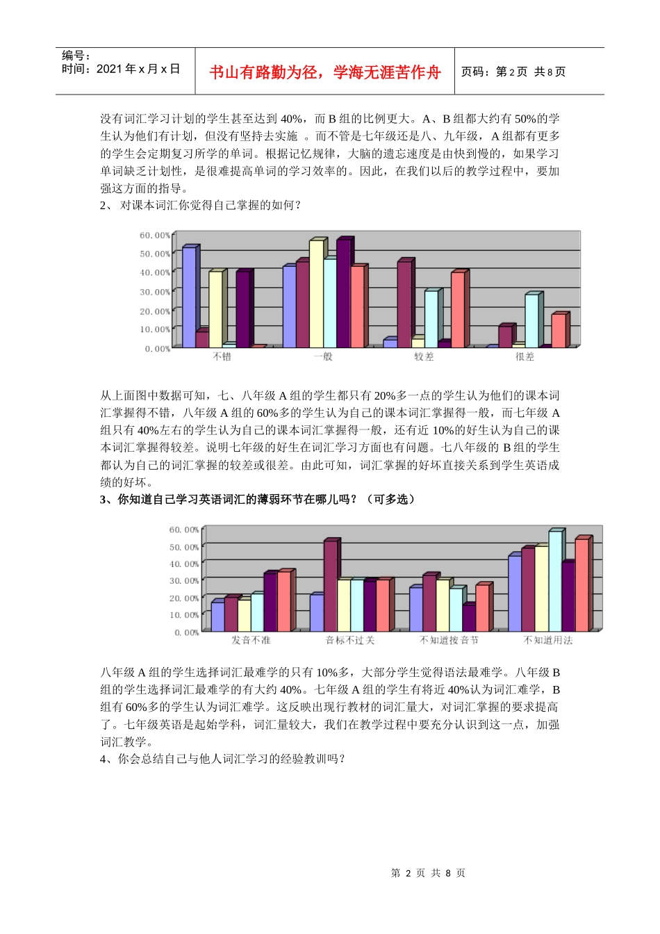 某实验中学学生英语词汇学习情况问卷调查_第2页