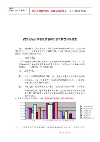 某实验中学学生英语词汇学习情况问卷调查