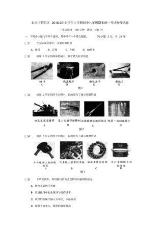 人教版北京市朝阳区2018-2019学年上学期初中九年级期末统一考试物理试卷(含答案)