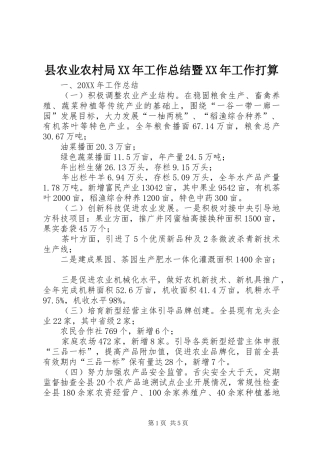 县农业农村局工作总结暨工作打算
