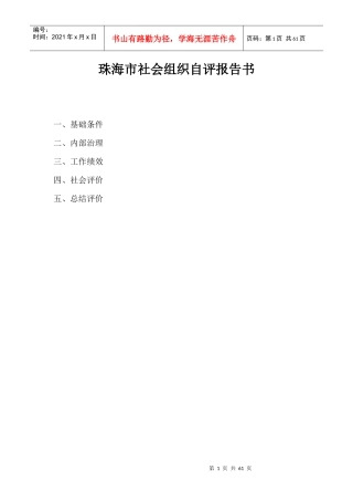 某市社会组织自评报告书