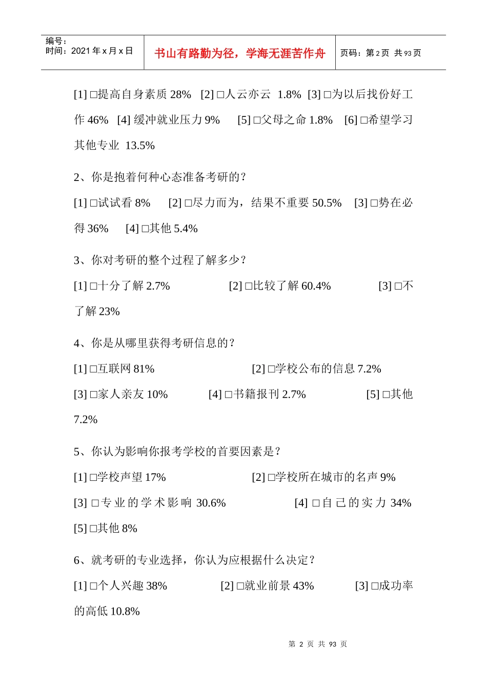 某学院考研调查问卷_第2页