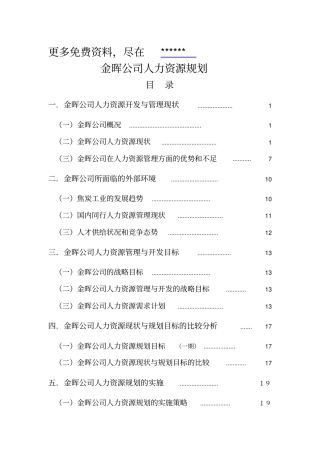 人力资源规划咨询报告