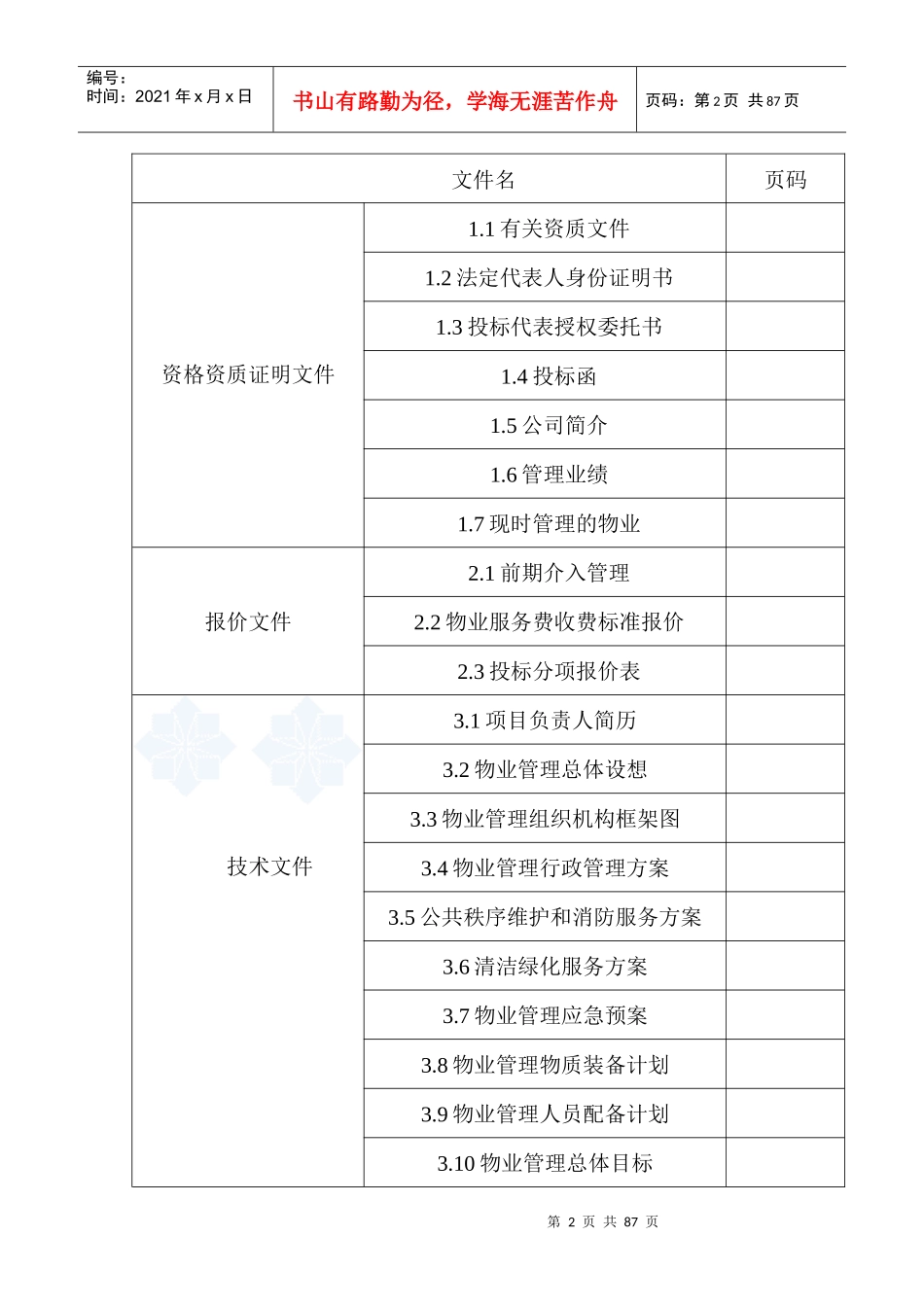 某小区住宅前期物业管理投标书_第2页