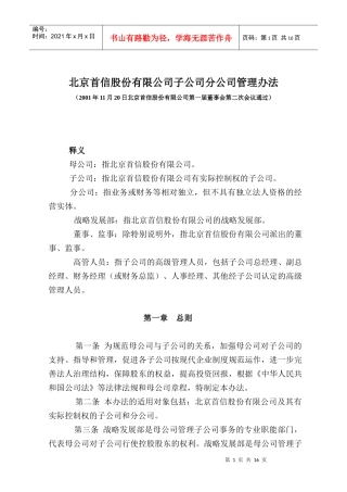某子公司董事与股东管理规章制度