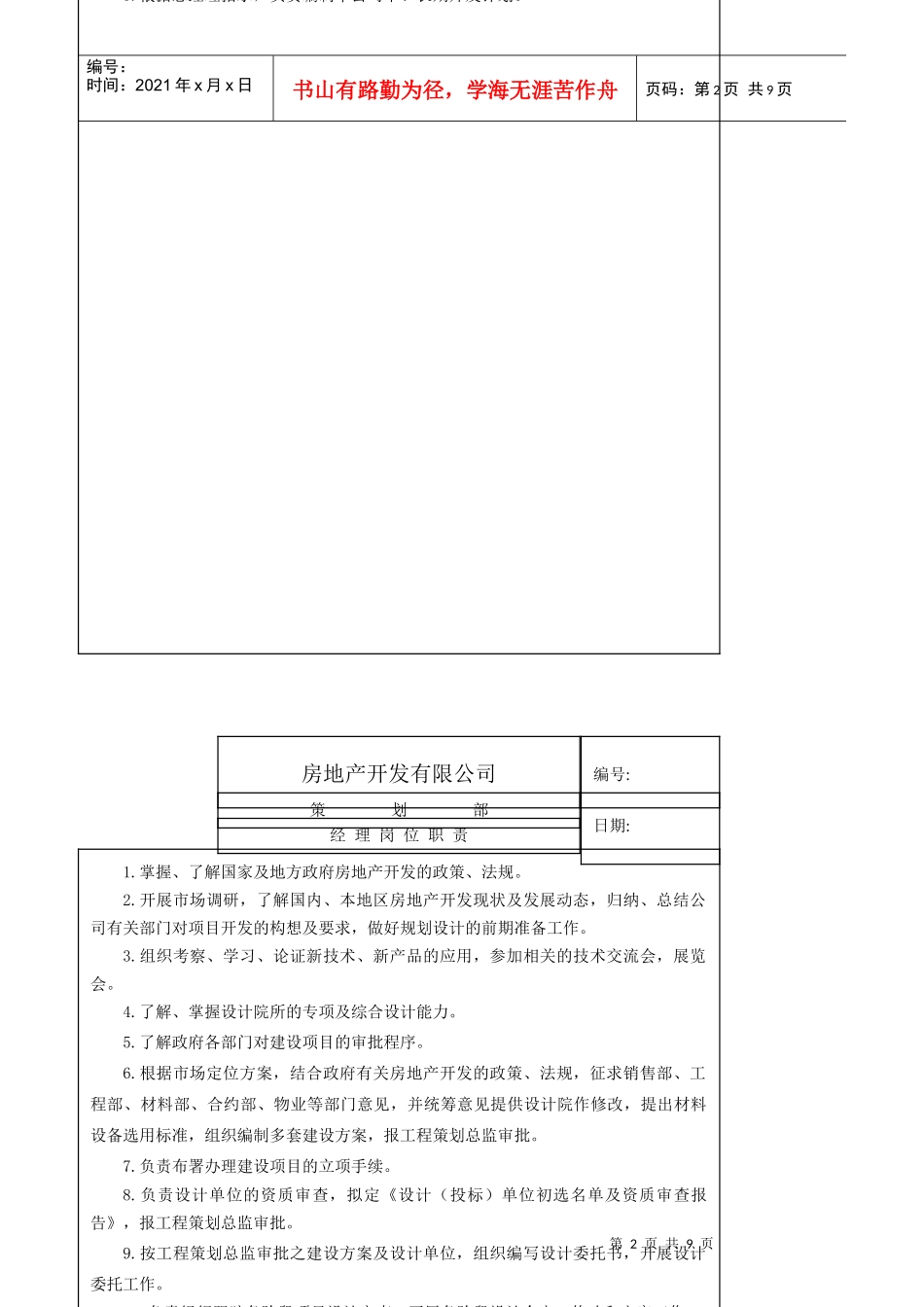 某开发公司策划各岗位职责总表_第2页