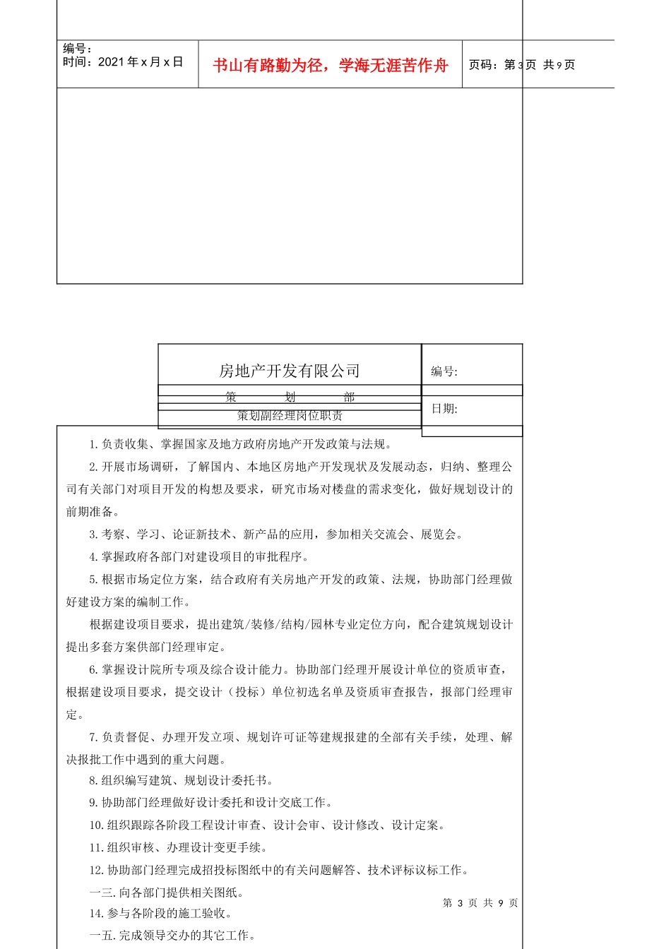 某开发公司策划各岗位职责总表_第3页