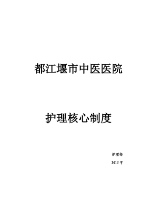 某市中医医院护理核心制度