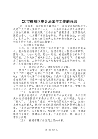 市耀州区审计局工作的总结