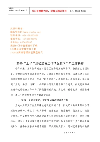 某年度纪检监察工作情况及工作计划