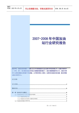 某年中国加油站行业研究报告