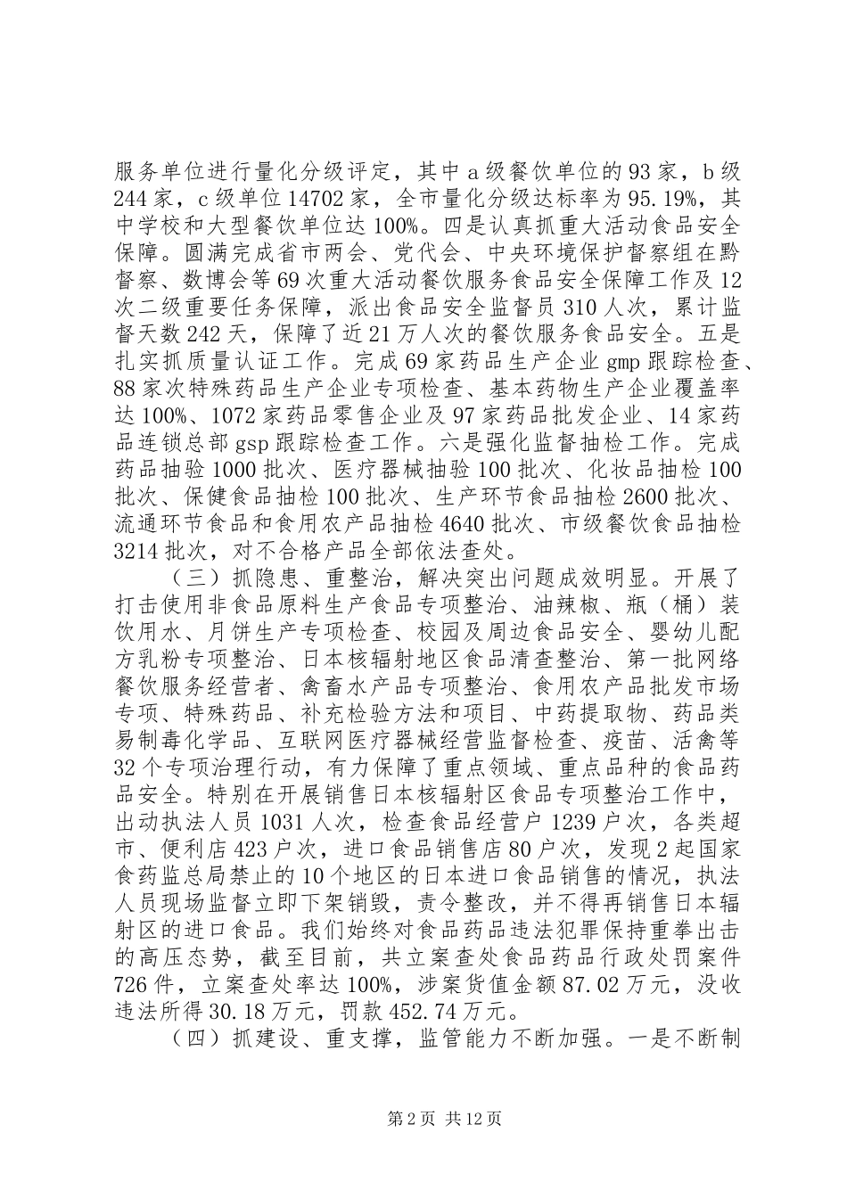 市食品药品监督管理局工作总结及工作计划_第2页