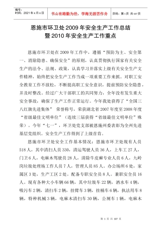 某市环卫处安全生产工作总结暨详细规程