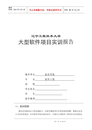 某大学大型软件项目实训报告